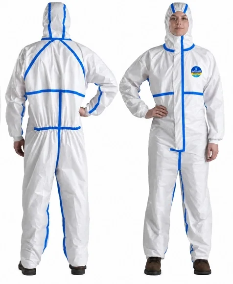 56 g Type 3/4 Taped Chemical Protective Coverall - Blue Taped Seams